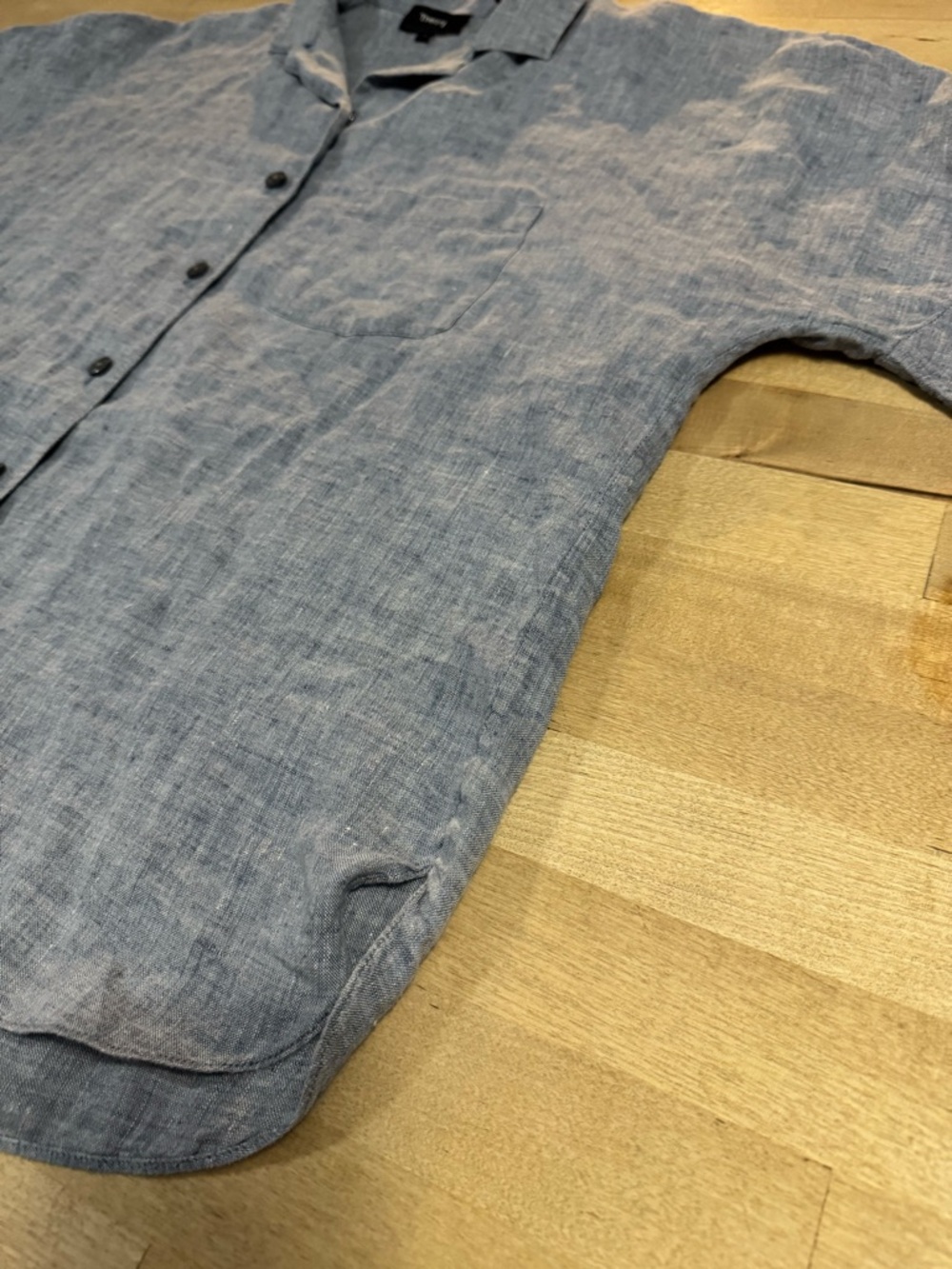 Theory Light Blue Linen Button-Down Shirt - Picture 6 of 9